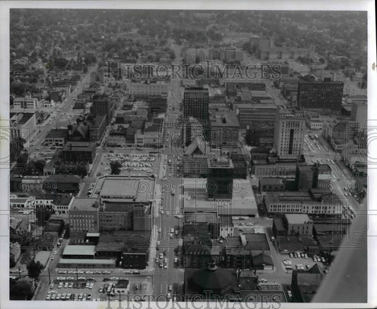 1961 Press Photo Air view of Downtown Canton in Ohio - Historic Images