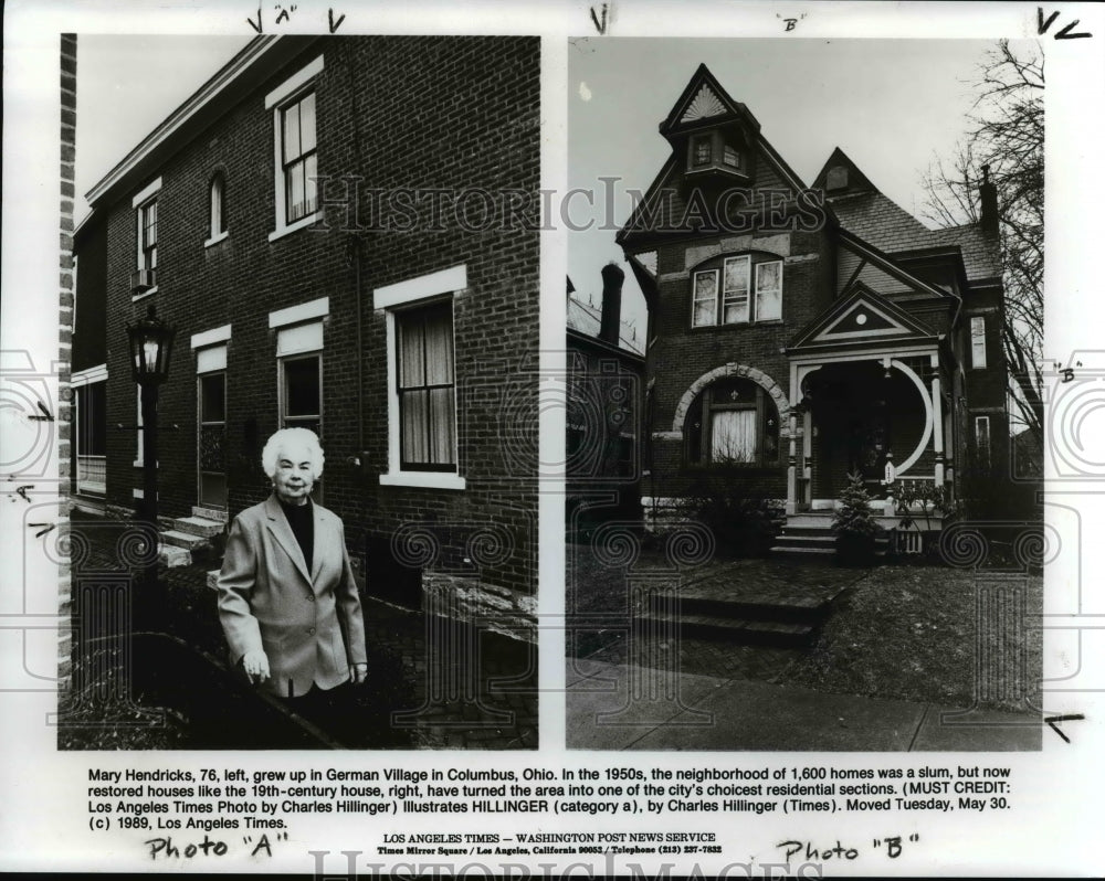 1989 Press Photo Mary Hendricks at the German Village in Columbus Ohio - Historic Images