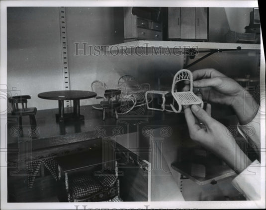 1968 Press PhotoRattan Doll Furniture from Taiwan at Helen Winnemore's Gift Shop - Historic Images