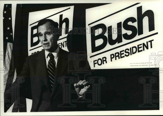 1980 Press Photo George Bush at City Club, Ohio - Historic Images