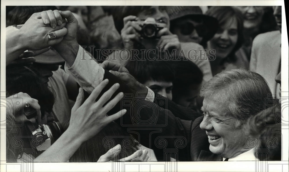 1980 Press Photo Jimmy Carter during his Parma, Ohio trip - Historic Images