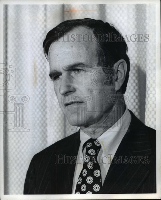 1973 Press Photo George Bush, Rep Nat'l Comm. in Cleveland Ohio - Historic Images
