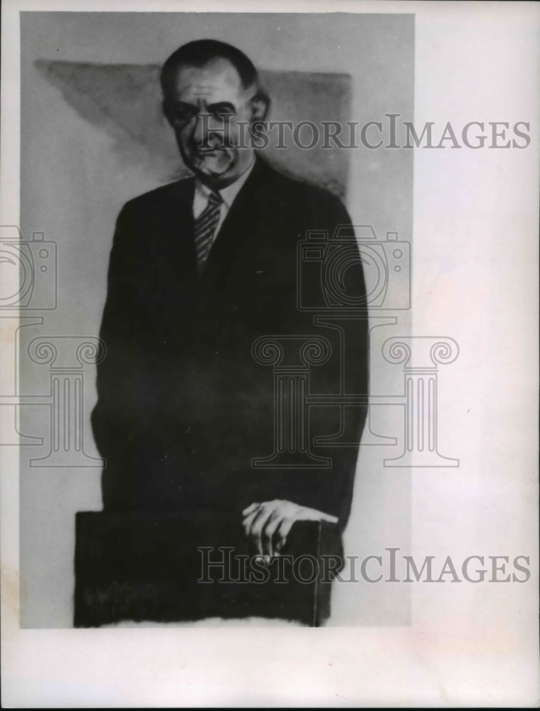 1967 Press Photo President Lyndon B. Johnson Painting by Gerald W. McLain - Historic Images