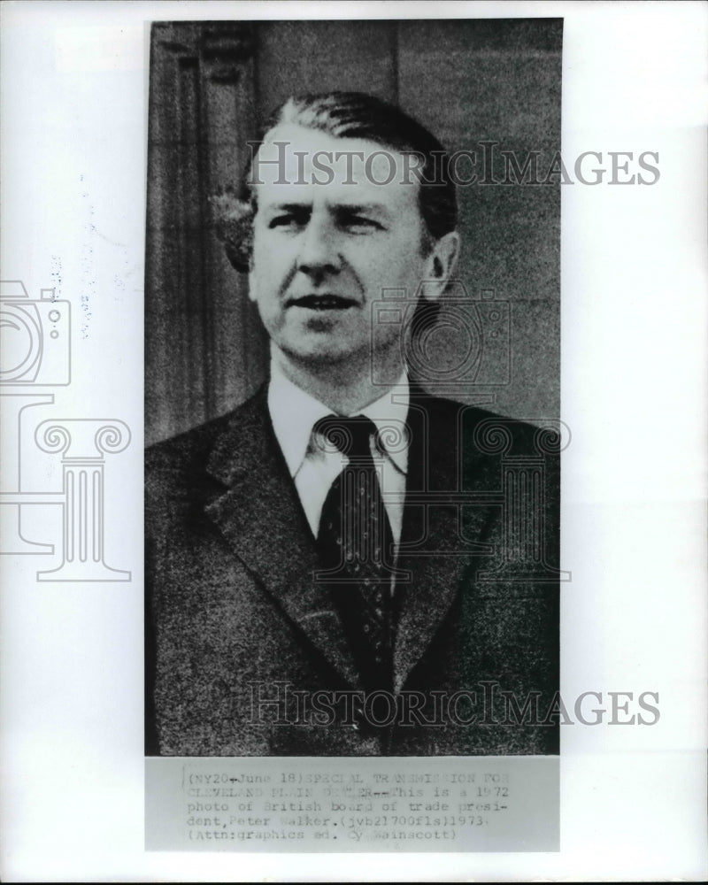 1973 Press Photo A 1972 photo of British board of trade president, Peter Walker - Historic Images