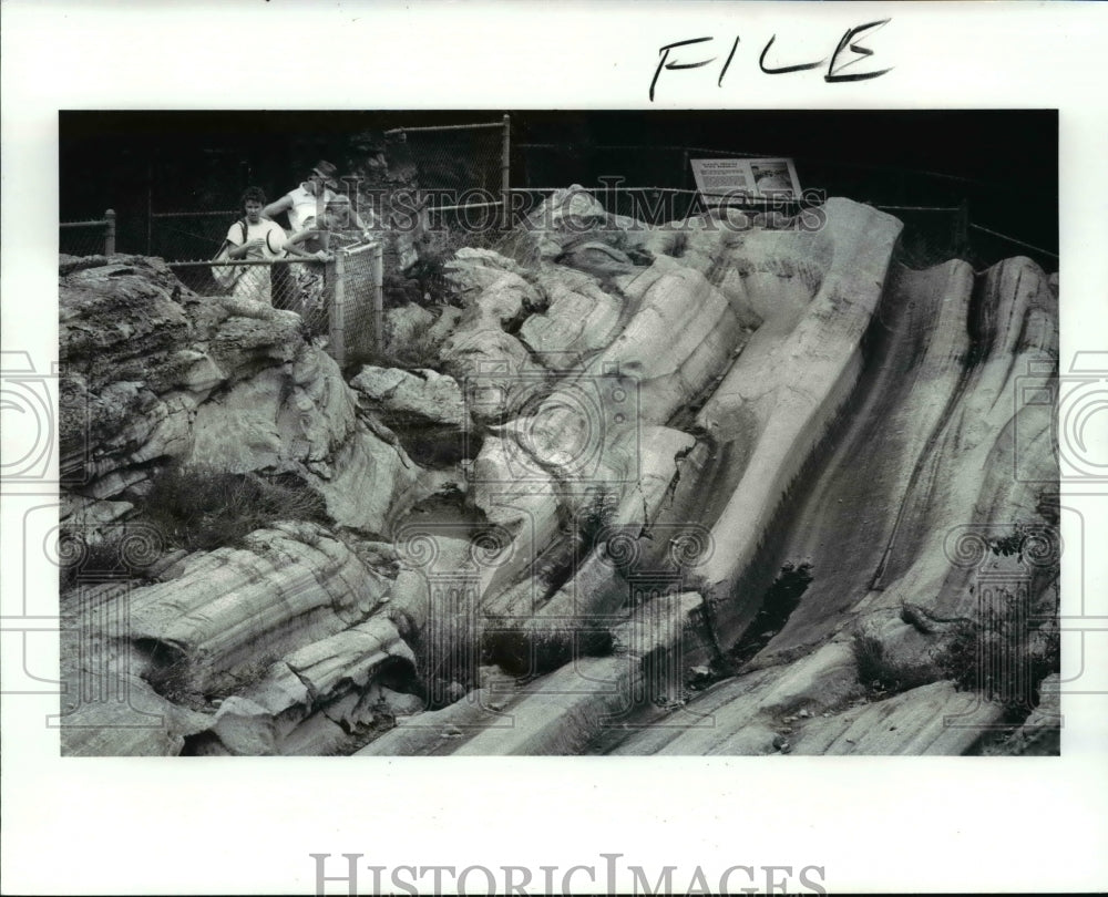 1986 Press Photo Great glacier cuts on Kelly's Island in Ohio - Historic Images