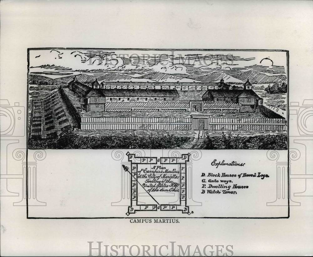 1975 Press Photo A Plan of Campus Martius in Marietta, Ohio - Historic Images