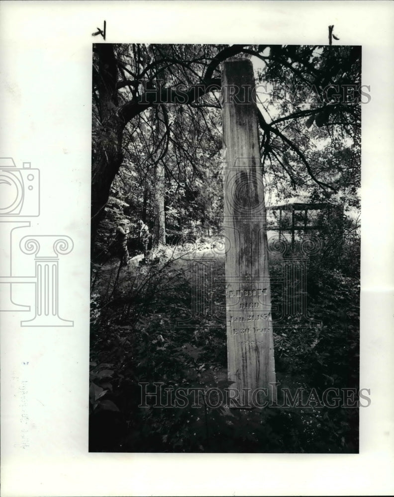 1984 Press Photo Daniel Brown&#39;s grave marker on Northampton Township Ohio - Historic Images