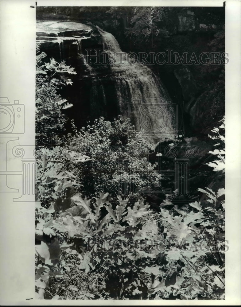 1984 Press Photo National Park Service in Brecksville Waterfall - cvb03949 - Historic Images