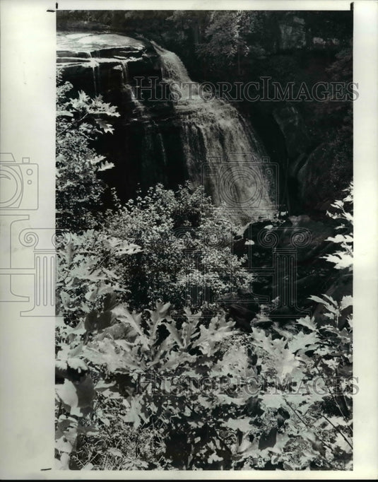 1984 Press Photo National Park Service in Brecksville Waterfall - cvb03949 - Historic Images