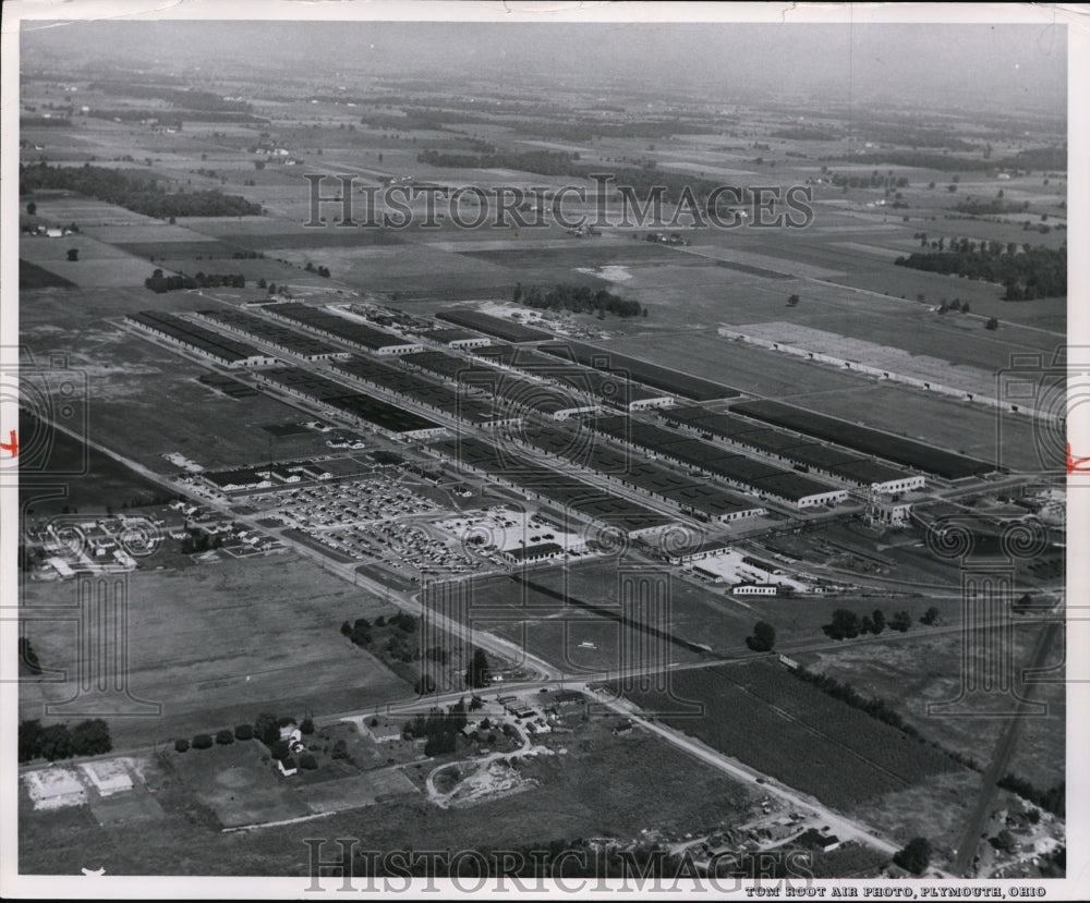 Press Photo Aerial view of Shelby Ohio with the Air Force Depot - Historic Images