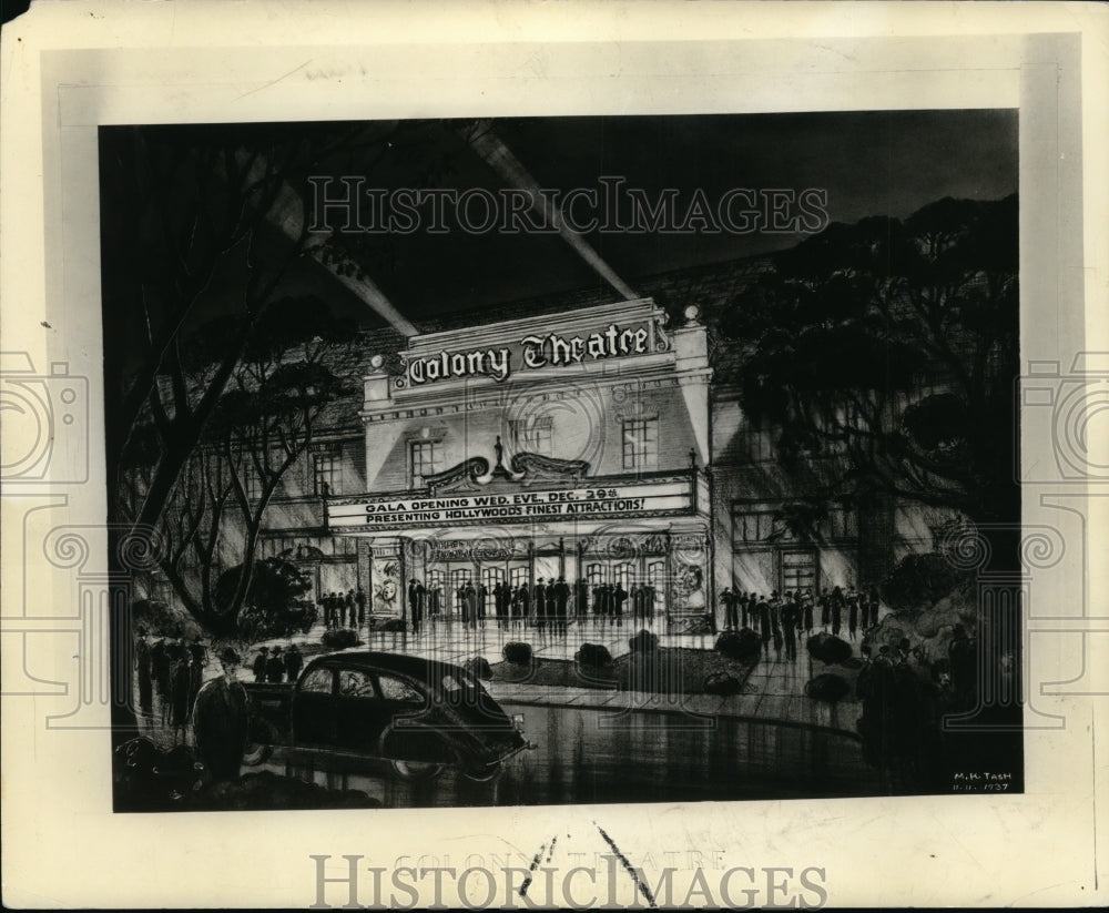 1937 Press Photo Colony Theater, Shaker Square, Ohio - Historic Images