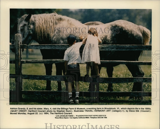 1994 Press Photo Ashton & Mary Grandy Visit Billings Farm & Museam in Woodstock - Historic Images