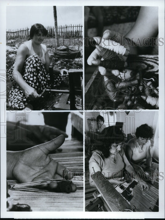 1983 Press Photo Sarajevo rug weavers, 1984 Winter Olympics, Sarajevo. - Historic Images