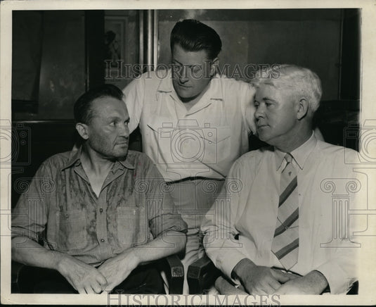 Press Photo Frank Dolazel, Torso suspect, Mike Kilbane & Sheriff O'Donnell Ohio - Historic Images