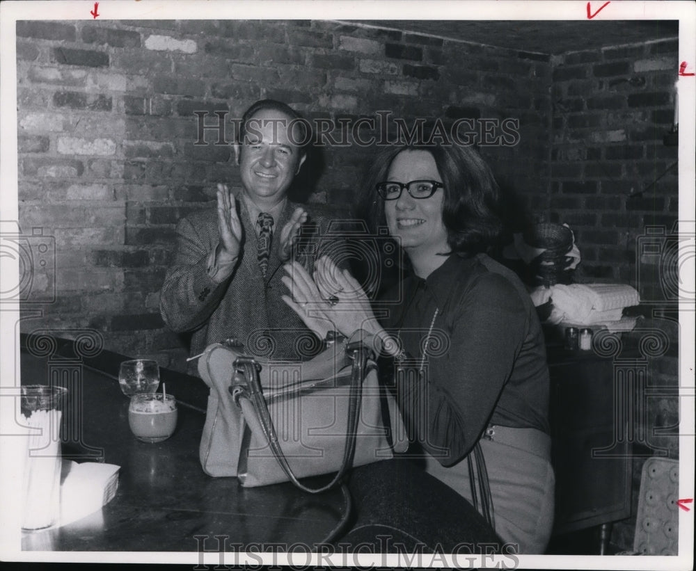 1970, Harry West and Janet McCue ath Nanci Alden&#39;s retiring party. - Historic Images