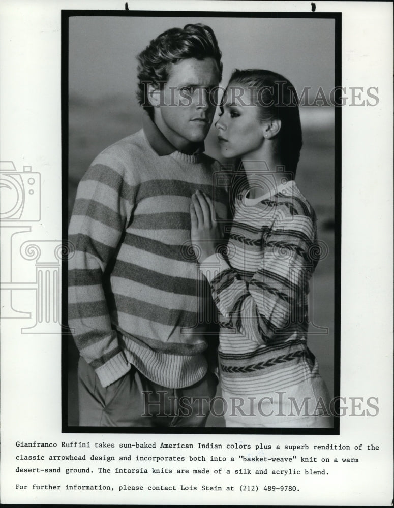 1982 Press Photo Sportswear Fashions in 1982. Designer, Gianfranco Ruffini. - Historic Images