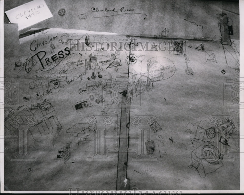 1954, Doodles by reporters covering the Sheppard trial - cvb08807 - Historic Images
