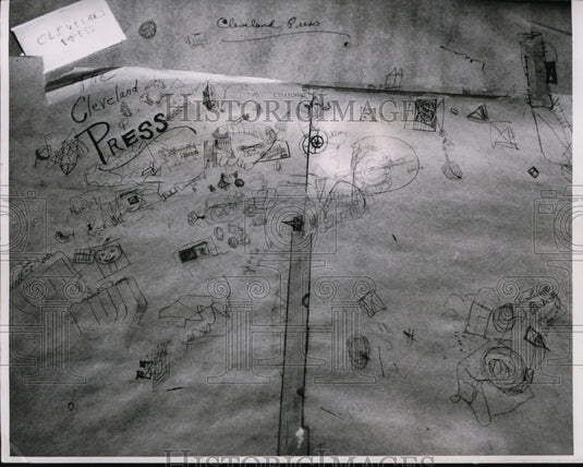 1954, Doodles by reporters covering the Sheppard trial - cvb08807 - Historic Images