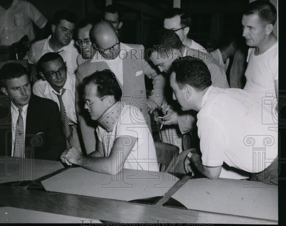1954, Dr Samuel H Sheppard at inquest in Bay Village City Hall - Historic Images