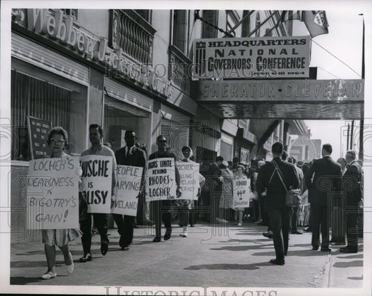 1964, Governors' Conference-Cleveland pickets - cvb08992 - Historic Images