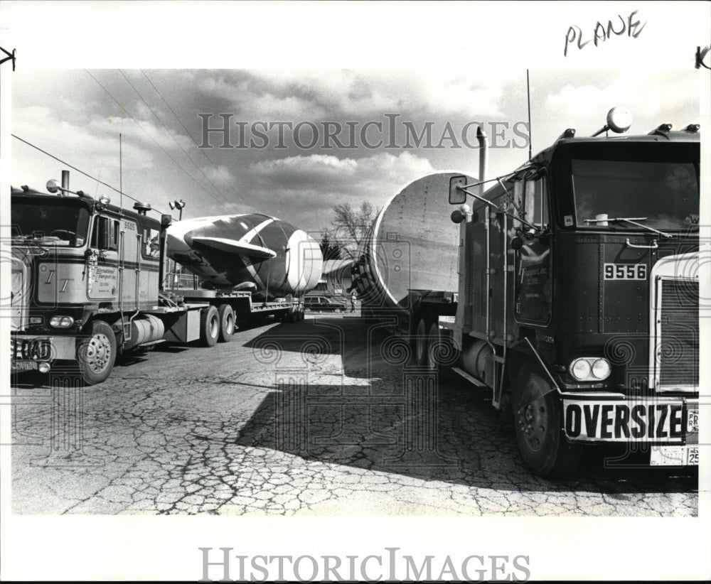 1985, Boeing 707 on trucks in Parma Heights, Ohio. - cvb10046 - Historic Images