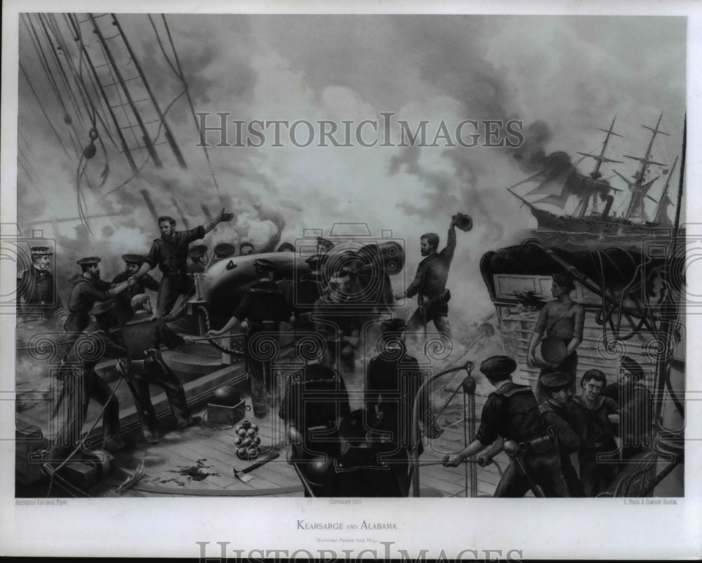 1967 Press Photo Civil War 1861-1865- Kearsarge &amp; Alabama - cvb10241 - Historic Images