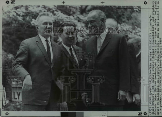1967 Press Photo Soviet Premier Alexei N Kosygin & President Lyndon Johnson - Historic Images