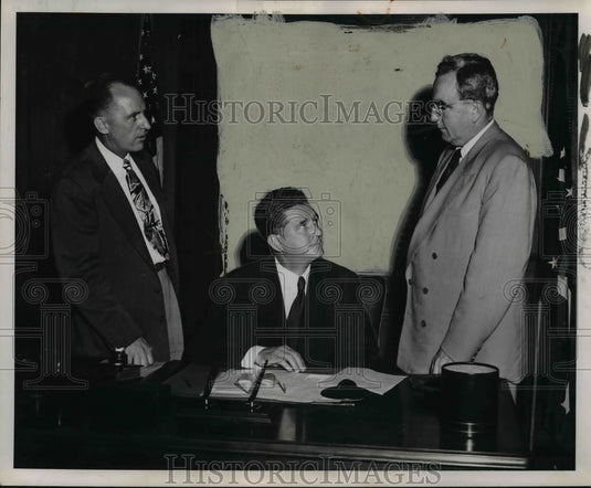 1961 Gov. Frank J. Lousche (R) & John J. Joseph VP Ohio Bell-Historic Images