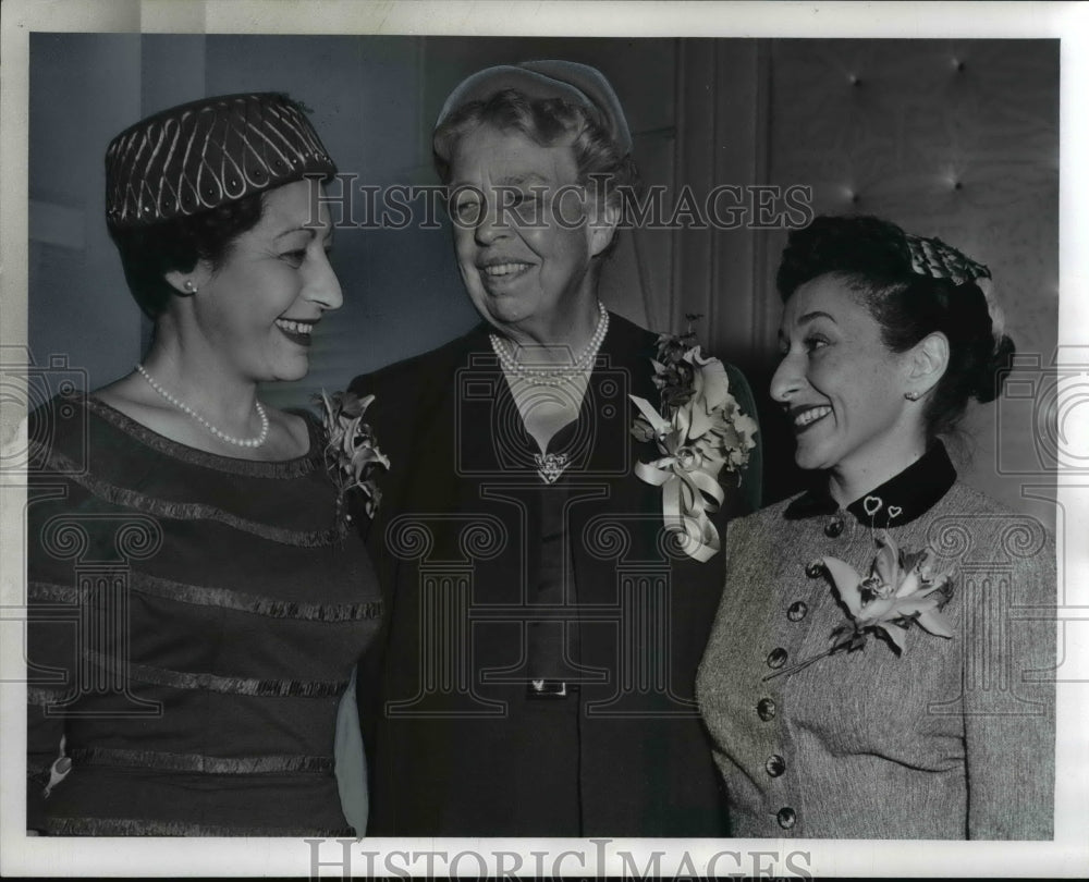 1956, L-R; Mrs. Schneider, Mrs. Roosevel &amp; Mrs Arsham - cvb10628 - Historic Images