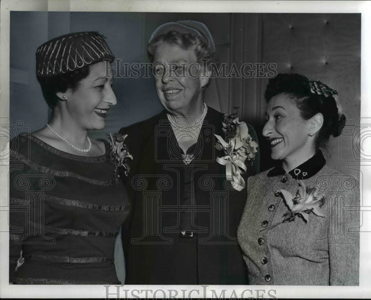 1956, L-R; Mrs. Schneider, Mrs. Roosevel & Mrs Arsham - cvb10628 - Historic Images
