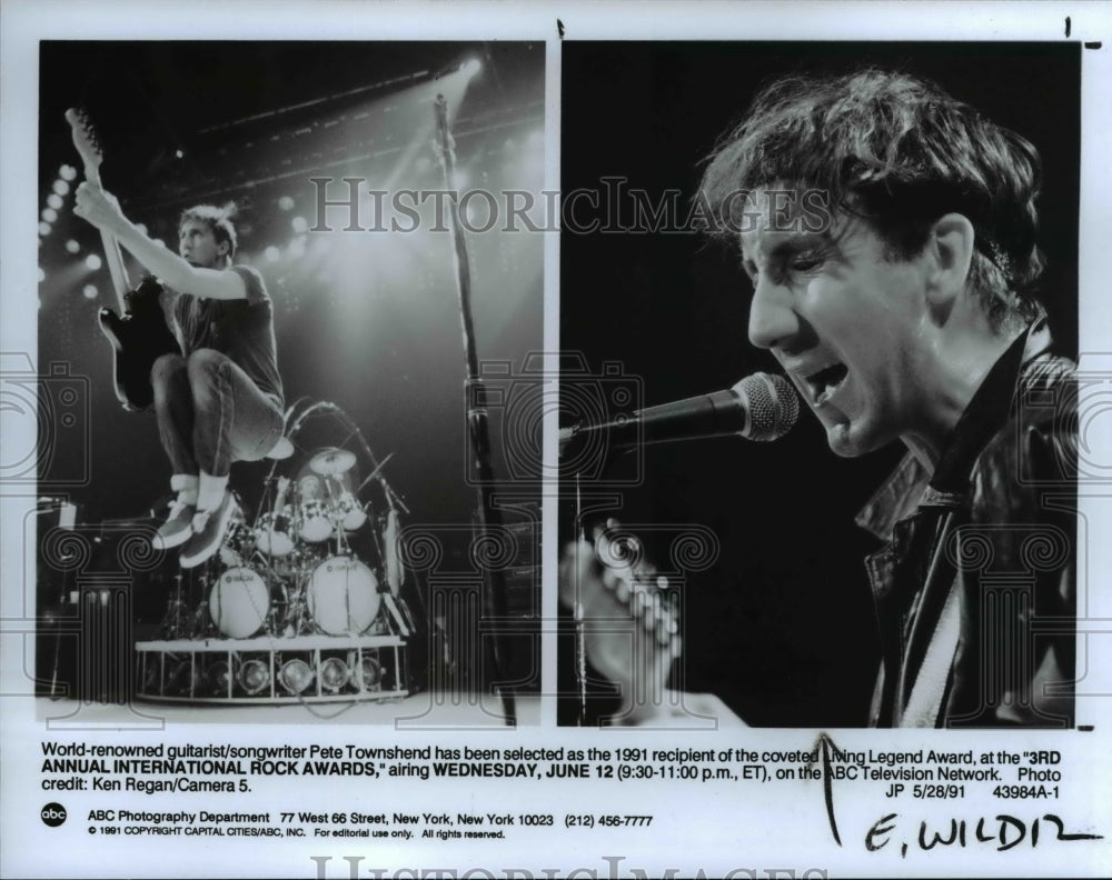 1991 Press Photo World-renowned guitarist/songwriter Pete Townsend - cvb10772 - Historic Images