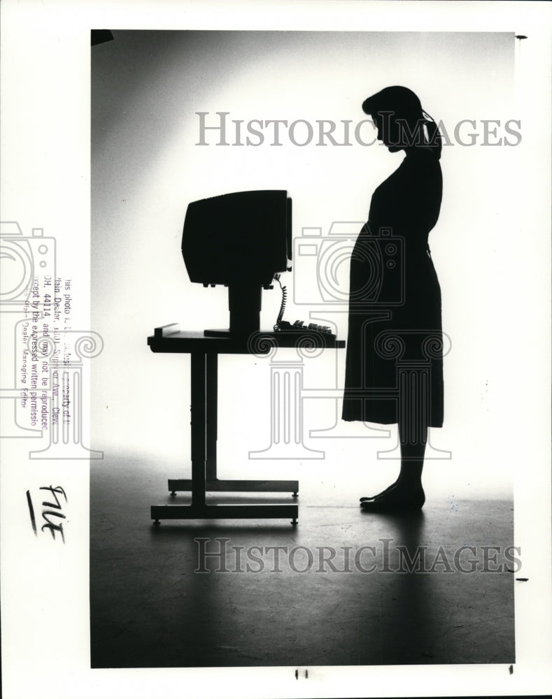 1988 Press Photo Pregnant woman at VDT - cvb12067 - Historic Images