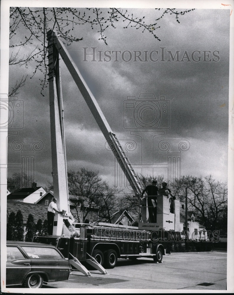 1969 Euclid Fire Department tries out new aerial truck-Historic Images
