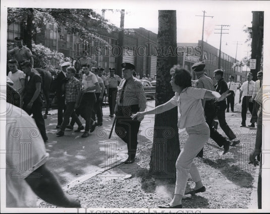 1964, Scabs leave over Register plant - cvb12755 - Historic Images