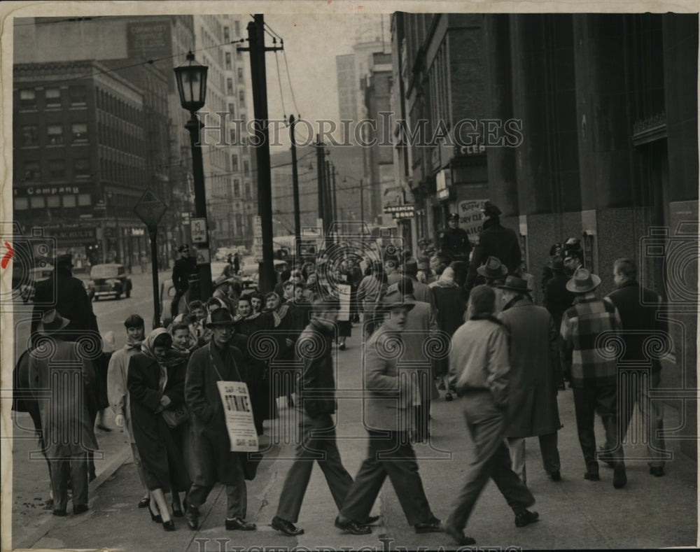 1950, Bell Telephone Company workers on strike - cvb12761 - Historic Images