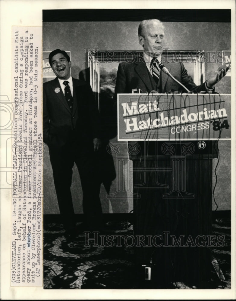1984 Press Photo Republican congressional candidate Matt Hatchadorian, left - Historic Images