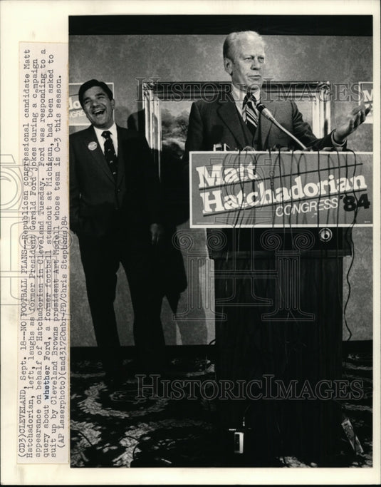 1984 Press Photo Republican congressional candidate Matt Hatchadorian, left - Historic Images