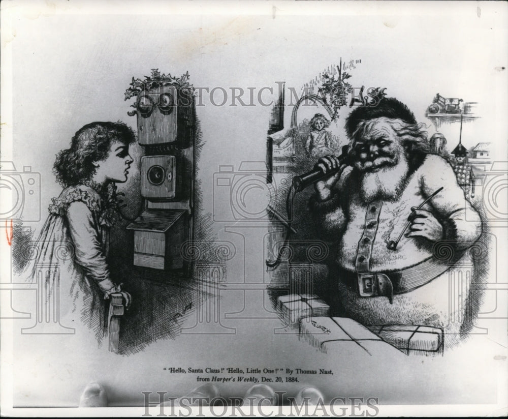 1971, Hello, Santa Clause! Hello Little One! by Thomas Nast - Historic Images