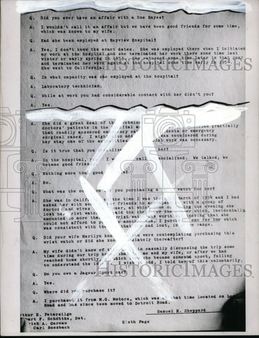 1954 Press Photo Dr. Sam Sheppard murder trial, misc. documents. - cvb14126-Historic Images