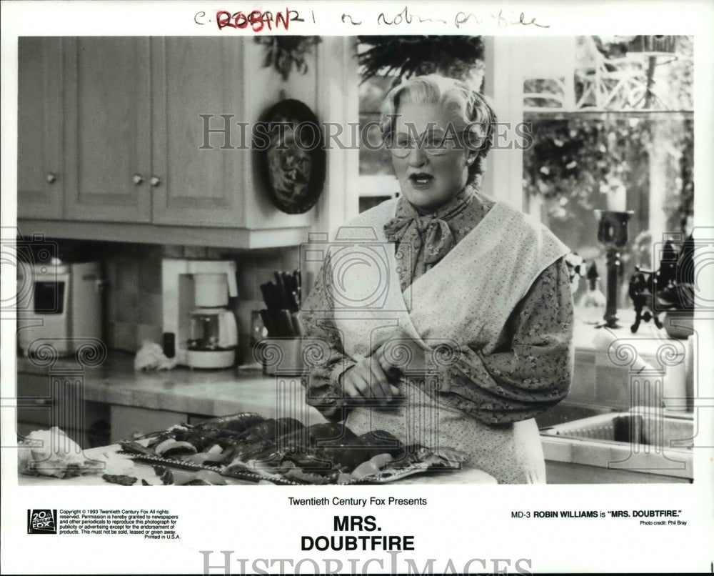1993 Press Photo Robin Williams in Mrs. Doubtfire - cvb15523 - Historic Images