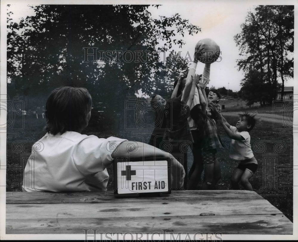 1971 Camp Nurse Mrs. Guy Flynn with Hemophilia Patients-Historic Images