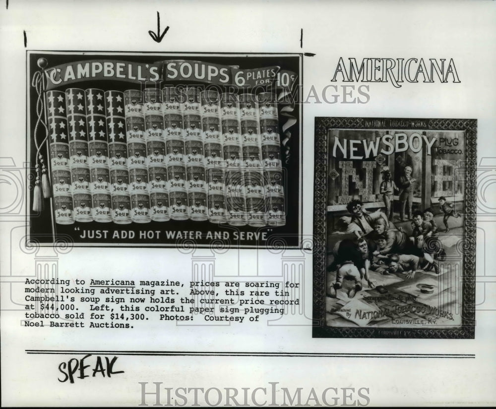 1989 Press Photo Americana Magazine with Campbell Soup Ad and Tobacco Ad - Historic Images