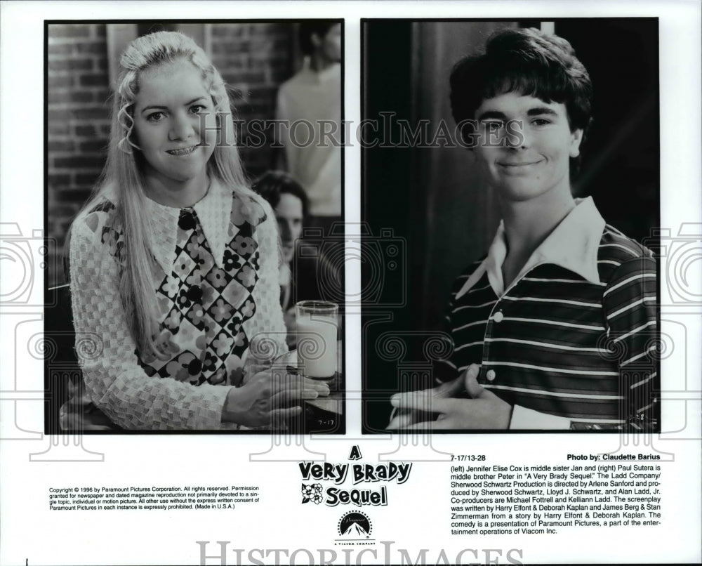 1996 Press Photo Jennifer Elise Cos and Paul Sutera in A Very Brady Sequel - Historic Images