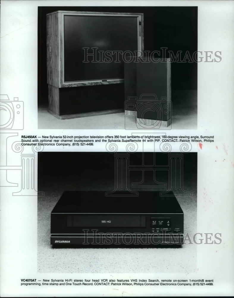 1988 Press Photo RSJ450AK projection television and VC4070AT VCR. - cvb16002 - Historic Images