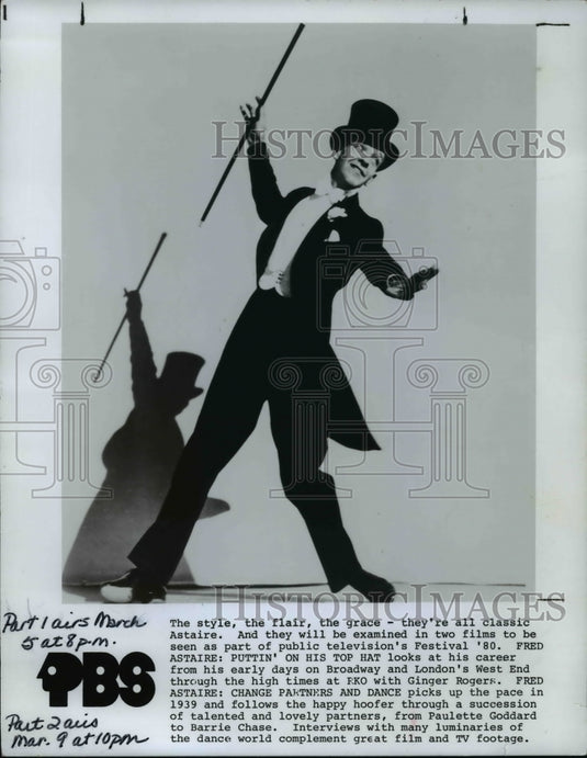1980 Press Photo PBS Festival '80 examines two Fred Astaire films. - cvb16266 - Historic Images