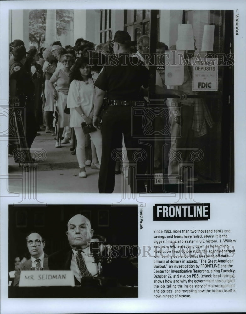 1993 Press Photo William Seidman in Frontlines &quot;The Great American Bailout.&quot; - Historic Images