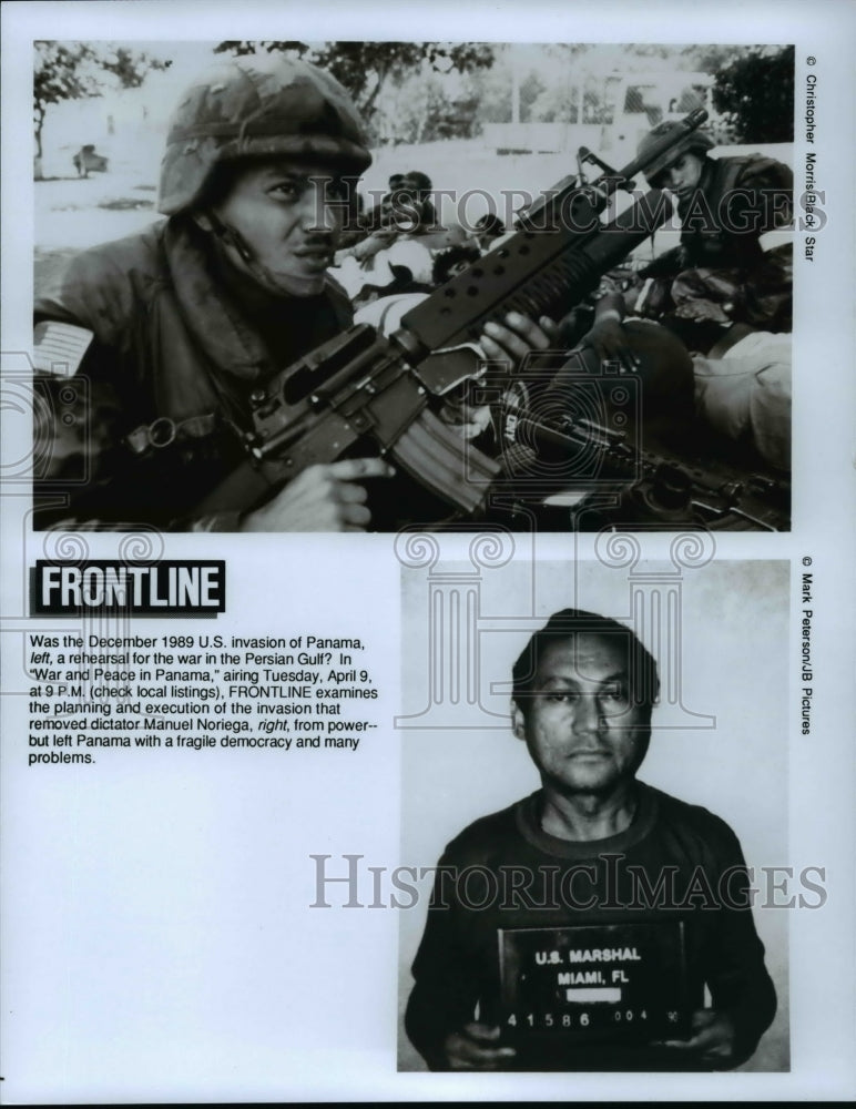 1989 Press Photo Manuel Noriega in &quot;War and Peace in Panama, &quot; on Frontline. - Historic Images