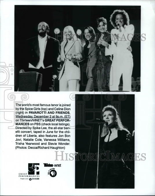 Press Photo Spice Girls & Celine Dion, Pavarotti and Friends Great Performances - Historic Images