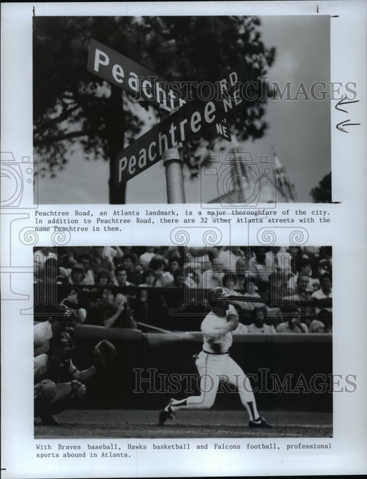 1986 Press Photo Peachtree streets and Pro sports abound in Atlanta, Georgia - Historic Images
