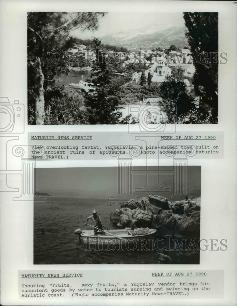 1990 Press Photo Yugoslavia from the pine shaded town of Cavtat to the ocean - Historic Images